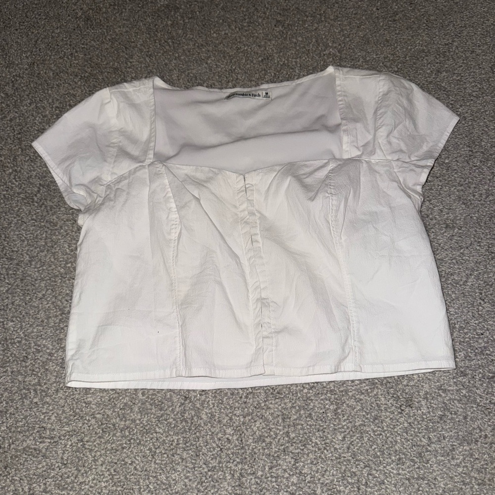 Abercrombie & Fitch White Square-Neck Crop Top